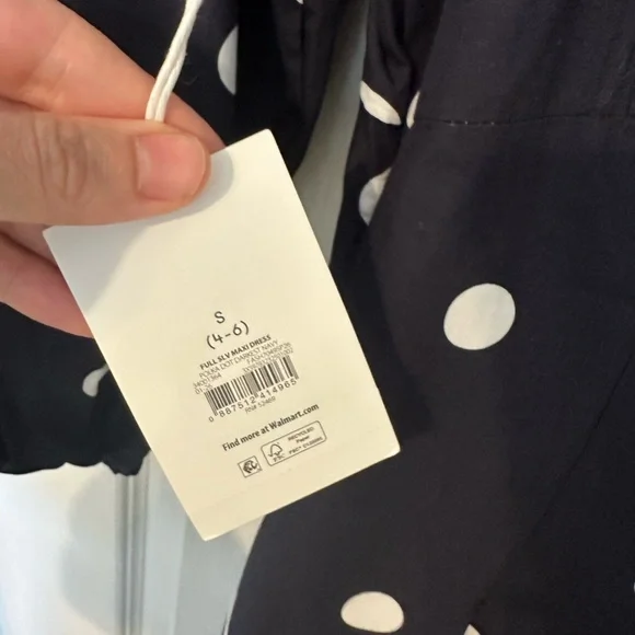 ⚡️NWT Chic Navy and White Polka Dot Maxi Dress S - Picture 4 of 4